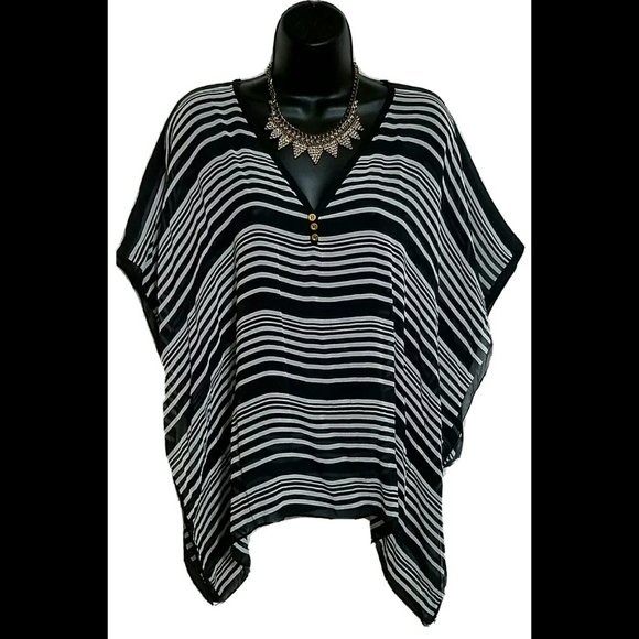 Talbots Tops - NWOT Talbots Silk Chiffon V Neck Poncho Sheer S/M